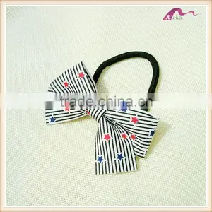 Fancy Star Print Fabric Elastic Hair Band With Bow For Girls thumbnail-1