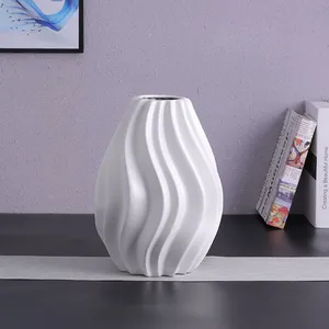 Irregularity Paper Folding Whirlwind Gear White Custom Made Ceramic Vase Bottle Art Decoration thumbnail-2