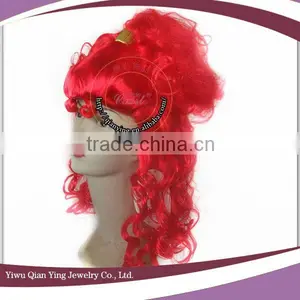 Fashion Ladies Bright Red Curly Carnival Wig Wholesale thumbnail-2