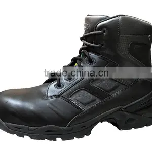 6 Inches Black Leather Steel Toe Cap Military Boots With Zipper thumbnail-2
