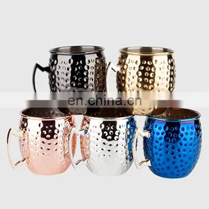 Vintage Copper Plated Double Wall Stainless Steel Moscow Mule Wine Beer Cup Cocktail Hammered Copper Mug With Handle thumbnail-2