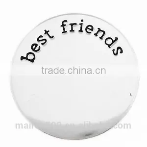 Silver Jewelry Best Friends Floating Stamped Plates for Floating Glass Lockets thumbnail-1