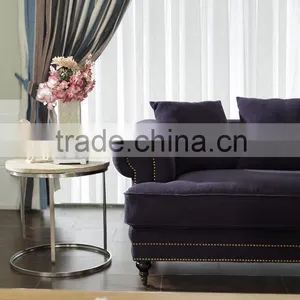 Stone Washed One Hundred Percent Linen Round Arm Three Seat Sofa thumbnail-2