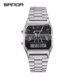 SANDA 747 Simple High Quality Digital Quartz Watch For Man Stainless Steel Time To Showed Luminous Fashion Watches Men thumbnail-4