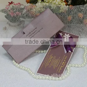 Purple Color Luxury and Simple Design Wedding Card 2016 With Ribbon thumbnail-6