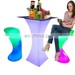 KTV Table and Chair Set /Led PE Light Up Chair for Restaurant Discotheque Pub Used Glowing Bar Table thumbnail-3