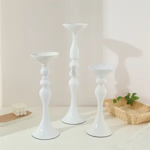 Decorations White Colored Flowers Arrangement Stands Vases Road Lead Centerpieces For Wedding Tables thumbnail-3