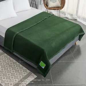 Blankets Good Quality Factory Directly Blends Wool Olive Green Blanket for Outdoor thumbnail-2