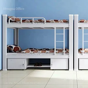Twin Over Twin Metal Bed | Simple Black And White Style & High Load Capacity | Apartment & Youth Hostel - OEM/ODM Service thumbnail-5