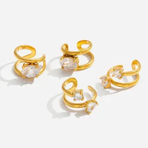 C-Shaped Gold Plated Stainless Steel Hoop Earrings for Unisex Wear thumbnail-5