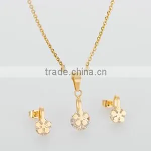Wedding Jewelry Sets Gold Plated Necklace and Earring Set Diamond Luxury Necklace thumbnail-3