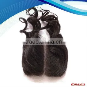 Middle Part 8-26inch Peruvian Hair Frech Lace 4"*4" Top Closure Hair Piece Lace Closure thumbnail-1