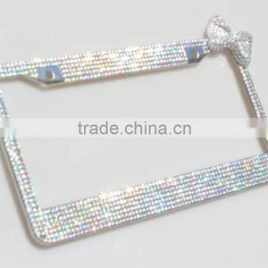 Diamond Bow Girls Bling Crystal License Plate Frames thumbnail-1