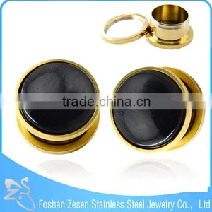 Gold Plated Stainless Steel Single Semi Precious Stone Ear Plug thumbnail-5