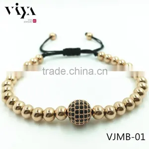 Newest Fashion Unzex Wrap Rope Beads Bracelet With Stainless Steel Bead Bracelet 7" thumbnail-1