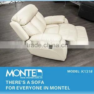 French White Leather Recliner Sofa thumbnail-3