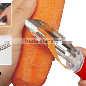 ABS+S/S 19*3 Kitchen Tools Multifunctional Fruit&vegetable Peeler/stainless Steel Fish Scale Scraper thumbnail-1