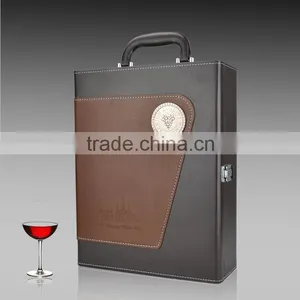 Wholesale Custom 2 Bottle Leather Champagne Glass Packing Box thumbnail-4