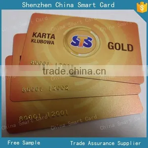 Standard Size Glossy Surface Offset Printing and Gold Printing Pvc Card With Gold Embossing Number and Barcode Number thumbnail-1
