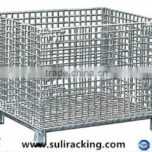 Convenient Foldable Wire Mesh Containers With Wheels For Storage System thumbnail-1