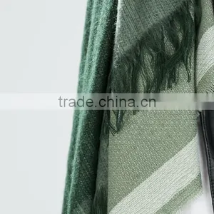 Green Tassel Fringe ,Oversize Tartan Pashmina Scarf. Striped Tartan Scarf,Tartan Pashmina Scarf, thumbnail-5