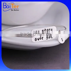 Custom Personalized Handwriting Word Charm Signature Bangle Bracelet thumbnail-4