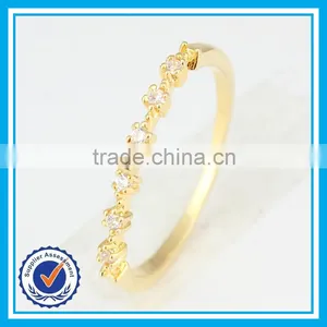 Brief Style Fancy Women Golden Ring cz Crystal 14k Thin Gold Ring thumbnail-1