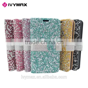 IVYMAX Luxury Glitter Bling Crystal Diamond PU Leather Wallet Case For Samsung Galaxy S7 Card Slots Cover thumbnail-6