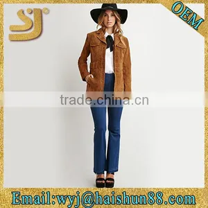 Woman Suede Leather Jacket Brown Color thumbnail-3