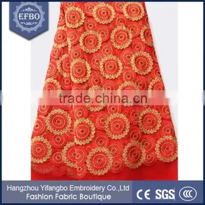 2016 Top Selling Indian Shiny Blue Lace Embroidery Fabric for Evening Dress thumbnail-3