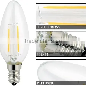 2015 New Product C37L 2W LED Filament Candle Light With Clip E14/E27 With Tail of CE and ROHS Approved Led Window Candle Lights thumbnail-3