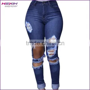 High Quality Factory Price Black Ripped Cheap Woman Fashion Jeans Factory Quality Choice thumbnail-5