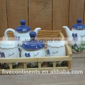 New Lavender Design Ceramic Condiment Set Tableware Full Condiment Set thumbnail-1