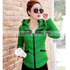 Fashion OEM Bulk Fashion Slim Fake Down Cheap Winter Jacket Women, Polyester Fiber Filled Black Hooded Custom Puffer Jacket thumbnail-3
