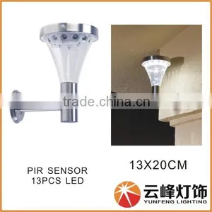 High Lumen 13 LED Stainless Steel Solar Wall Light PIR thumbnail-1