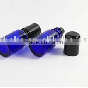 10ml Perfume Roller Ball Bottle Blue Glass Stainless Steel Bead Bottle thumbnail-5