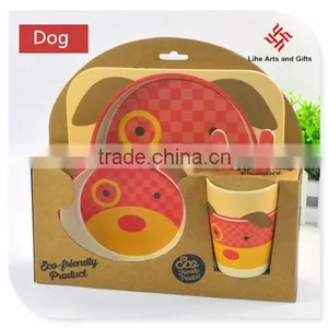 Dog Pattern Eco- Friendly Children Bamboo Dinner Set thumbnail-1