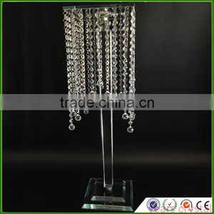 Clear Crystal Flower Stand With Crystal Pendant Wedding Centerpieces Home Decor R-3044 thumbnail-1