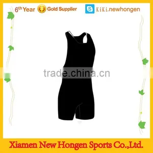Custom Quick Dry Polyester Wrestling Singlets Whole Black thumbnail-1
