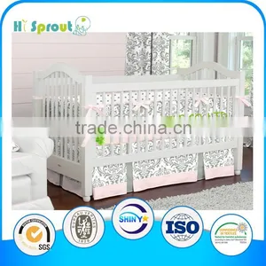 Grey and Pink Combine Baby Crib Bedding Set thumbnail-1