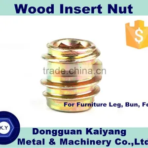 Insert Nut/ Wood Insert Nut / Hex Socket (Furniture Fastener); Bright(White)/Blue/Yellow Zinc Plated; M6, M8, M10 thumbnail-1