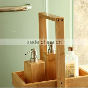 3 Tiers Natural Bambooo Wooden Bamboo Bathroom Shelves for Towels thumbnail-2