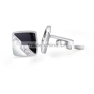 Europe Silver High Quality Copper Cuff Links Mens Square Enamel Cufflinks for Shirts thumbnail-3