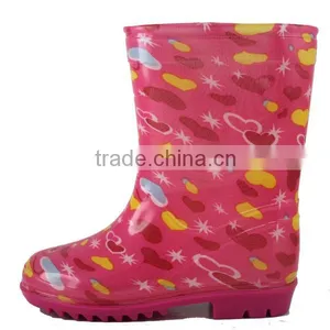 Pink Loving Heart Pattern Girls PVC Rain Boots Cheap PVC Boots thumbnail-1