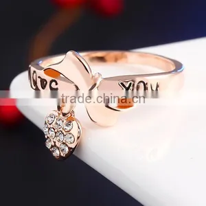 O Rings Jewelly Fashion Crystal Heart Love Letter Ring thumbnail-5