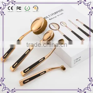 Toothbrush Makeup 4pieces Multi-purpose Rose Gold Oval Make up Brushes Set thumbnail-1