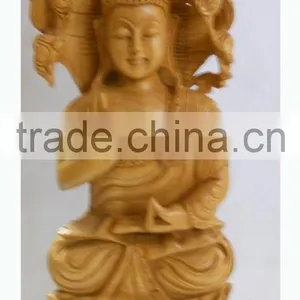 Wooden Handicraft Artisan Buddhism Sculptural Decore Gift Japan Carving Handmade God Buddha Statue thumbnail-1