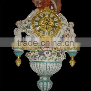 Emperial Cellectable World Treasure Gold Plated Brass Engraved Table Clock, Noble Crown Turquoise Ceramic Decorative Desk Clock thumbnail-4