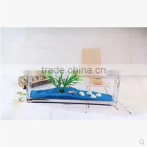 Cheap New Design Home Decoration Rectangle Hydroponic Glass Bowl Vase for Fish or Flower Arrangement thumbnail-2