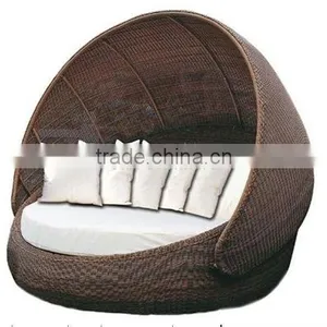 Outdoor Wicker Furniture Garden Sunbed Rattan Round Bed thumbnail-2